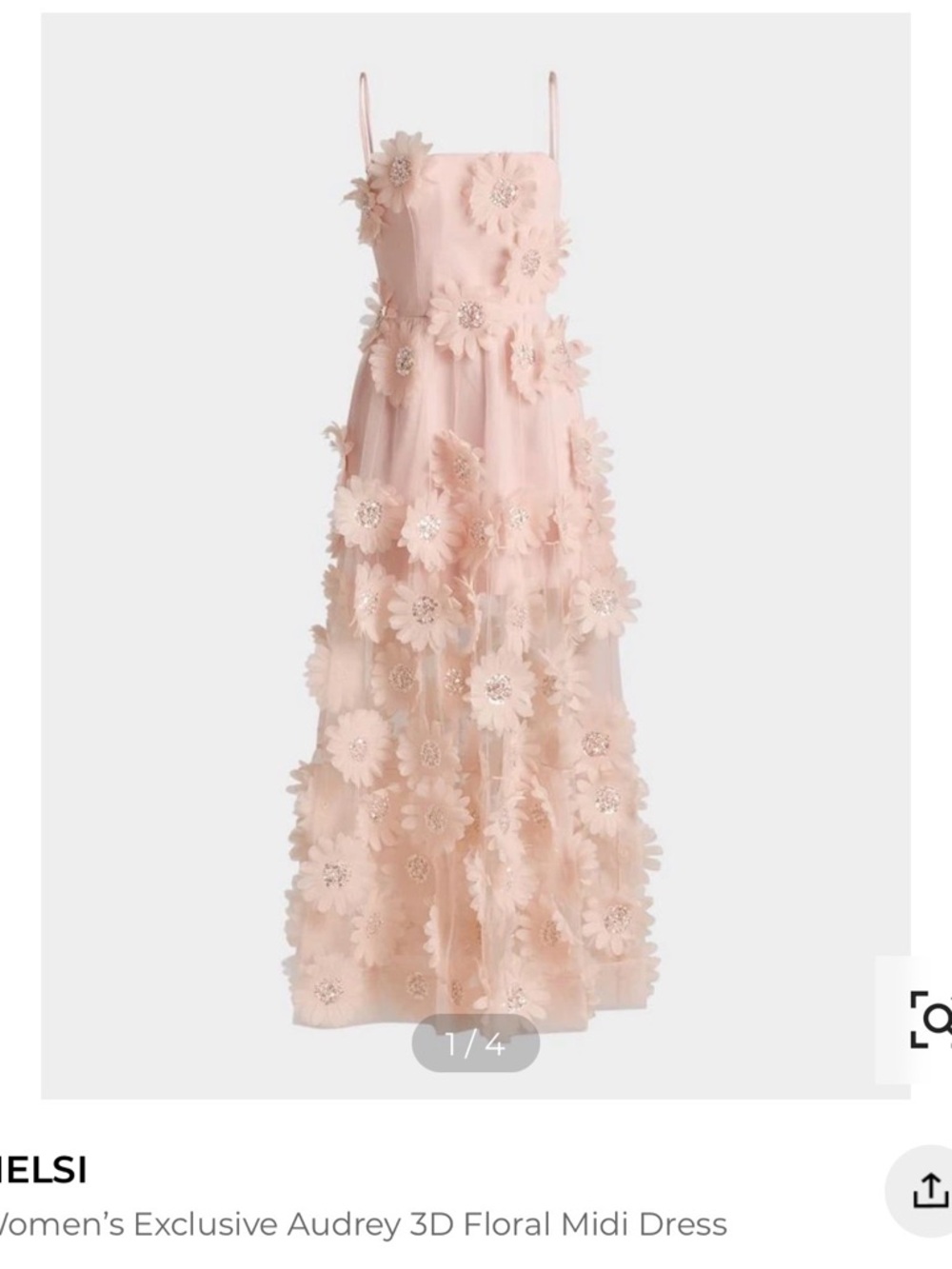 Helsi Audrey 3D Floral Midi Dress - Peach - Picture 2 of 8